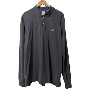 Brooks Brothers Mens Slim Fit Performance Polo Shirt Size XXL Gray Long Sleeve
